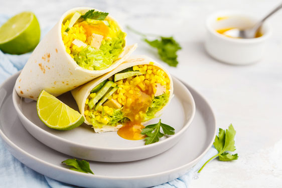 Burrito con Bulgur, Curcuma e Avocado