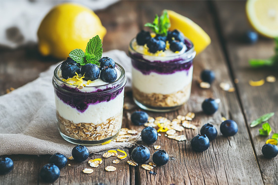 Mini cheesecake proteica yogurt greco e mirtilli