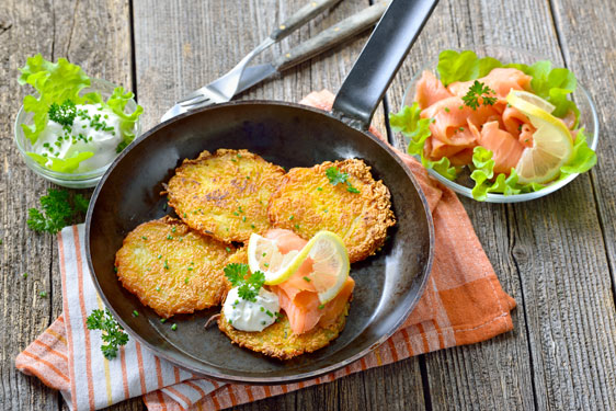 Pancake di patate con salmone